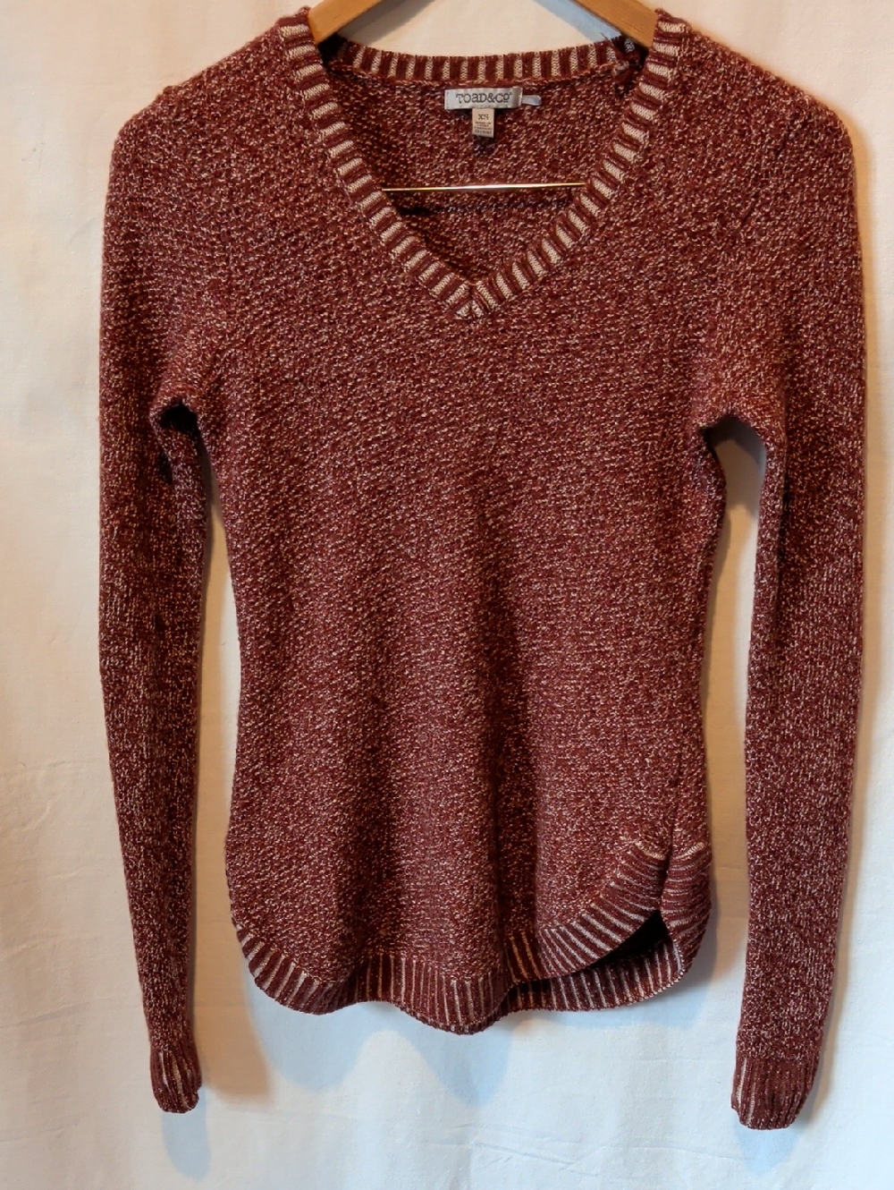 Toad&Co Marled Rust V-Neck Sweater